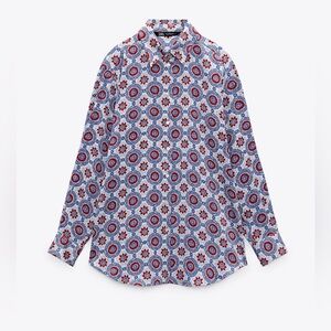Zara Blue and Red Floral Men's Shirt